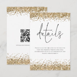 Glam Gold Glitzer QR Code Skriptdetails Hochzeitsa Begleitkarte