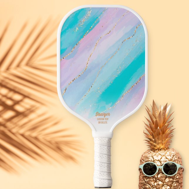 Glam Gold Glitzer Rosa Blauer Marmor Personalisier Pickleball Schläger (Von Creator hochgeladen)