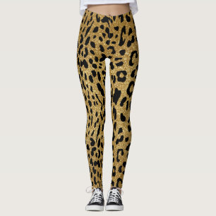 Glam Gold Glitzer Smooth Leopard Muster Leggings