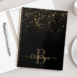 Glam Gold Glitzer Sparkling Elegante Luxe Monogram Planer<br><div class="desc">Erstellen Sie Ihren eigenen personalisierten Schwarz-Gold-Diamant-Funkelplaner mit Ihrem eigenen Monogramm und Namen.</div>