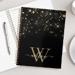 Glam Gold Glitzer Sparkling Elegante Luxe Monogram Planer<br><div class="desc">Erstellen Sie Ihren eigenen personalisierten Schwarz-Gold-Diamant-Funkelplaner mit Ihrem eigenen Monogramm und Namen.</div>