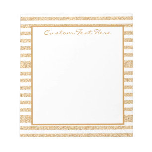 Glam Gold Glitzer Streifenmuster Girly Sparkle Notizblock