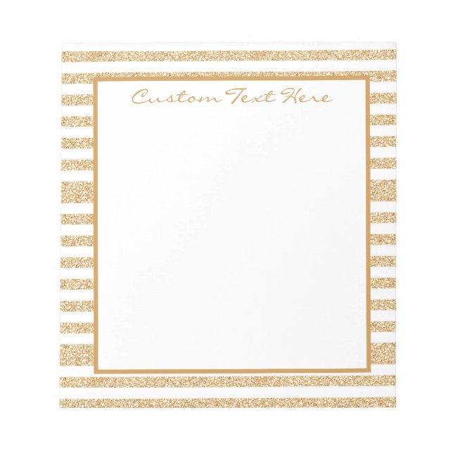 Glam Gold Glitzer Streifenmuster Girly Sparkle Notizblock (Vorderseite)