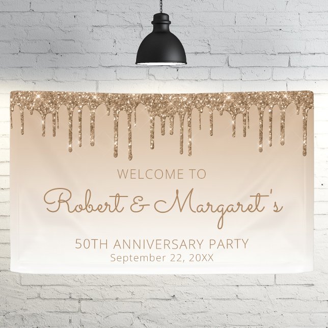Glam Gold Glitzer Tropfen 50 Jahre Party Banner (Von Creator hochgeladen)
