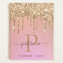 Glam Gold Glitzer Tropfen Eleganter Monogram Plane