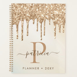 Glam Gold Glitzer Tropfen Eleganter Monogram Plane Planer