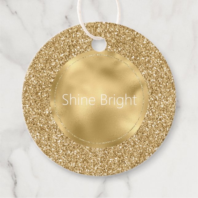 Glam Gold Glitzy Glitzer Geschenkanhänger (Vorderseite)