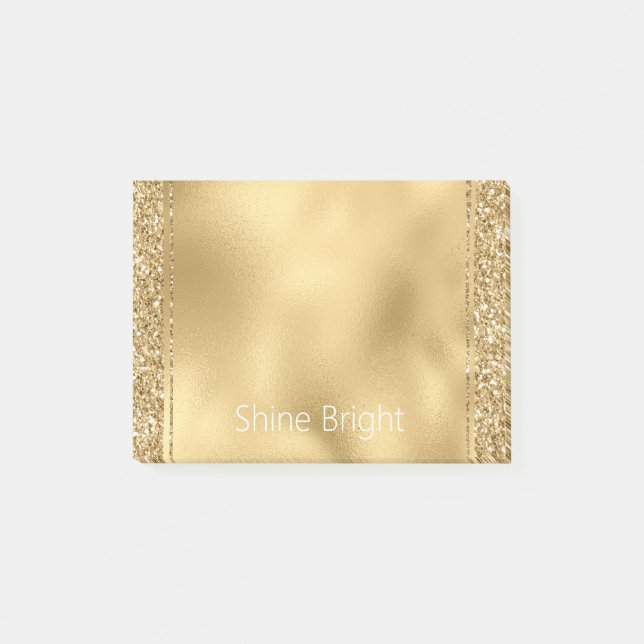 Glam Gold Glitzy Glitzer Post-it Klebezettel (Vorderseite)