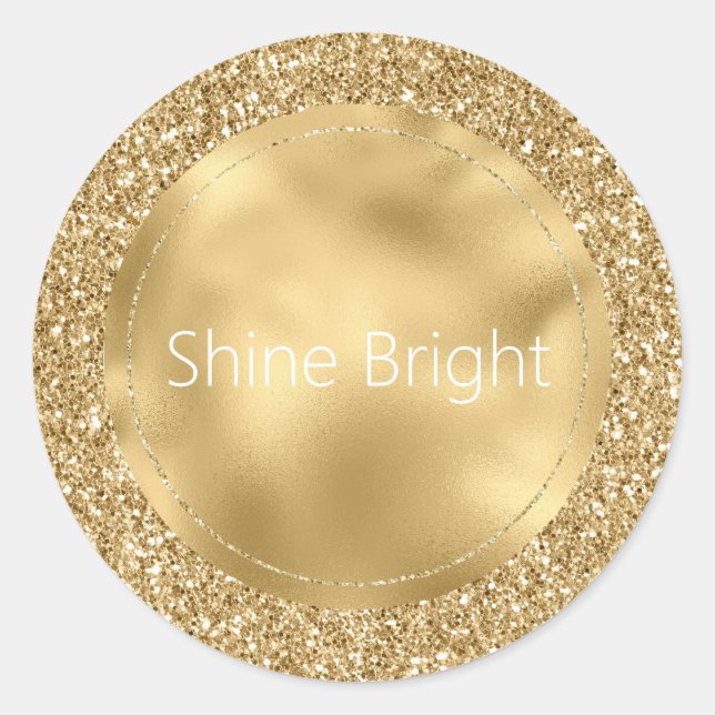 Glam Gold Glitzy Glitzer Runder Aufkleber (Vorderseite)