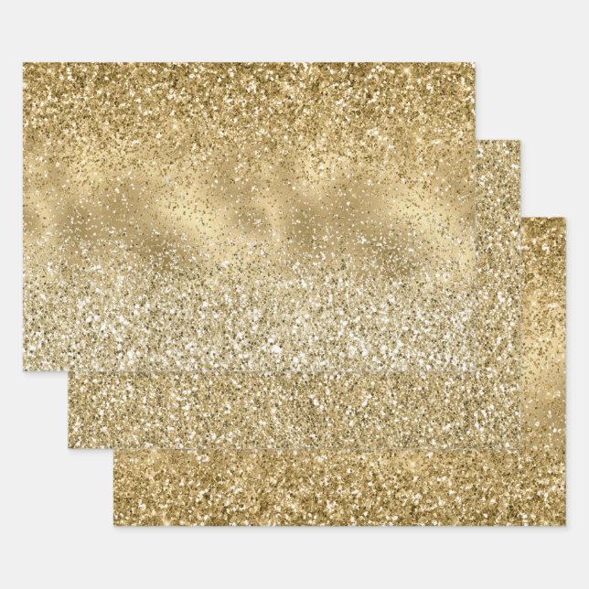 Glam Gold Glitzy Sparkle Glitzer    Geschenkpapier Set (Set)