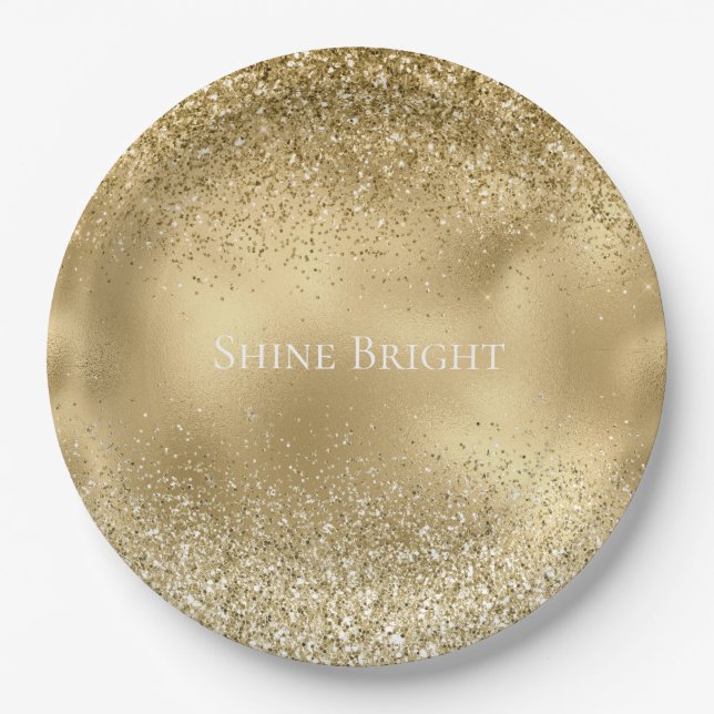 Glam Gold Glitzy Sparkle Glitzer        Pappteller (Vorderseite)
