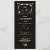 Glam Gold Great Gatsby Art Déco 20s Menu Mariage