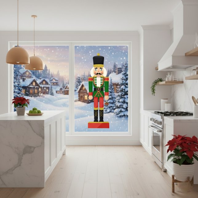 Glam Gold & Green Nutcracker Fensteraufkleber (Von Creator hochgeladen)