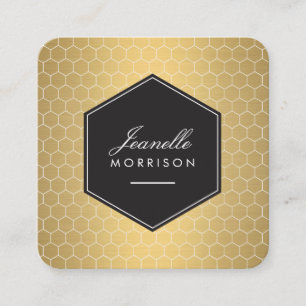 Glam Gold Honeycomb Muster Quadratische Visitenkarte