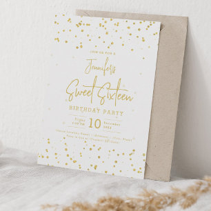 Glam Gold Imitats Foil Dots Sweet 16 Party Einladung