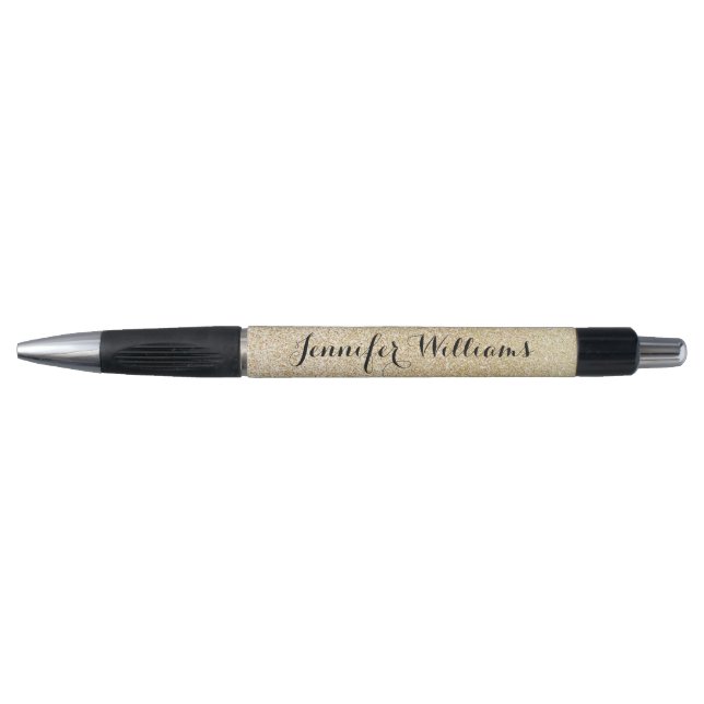 Glam Gold Imitats Glitzer Look Individuelle Name P Kugelschreiber (Vorderseite)