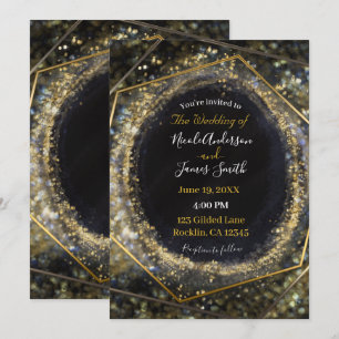 Glam Gold Irisierend Moderne Abstrakte Glam Hochze Einladung