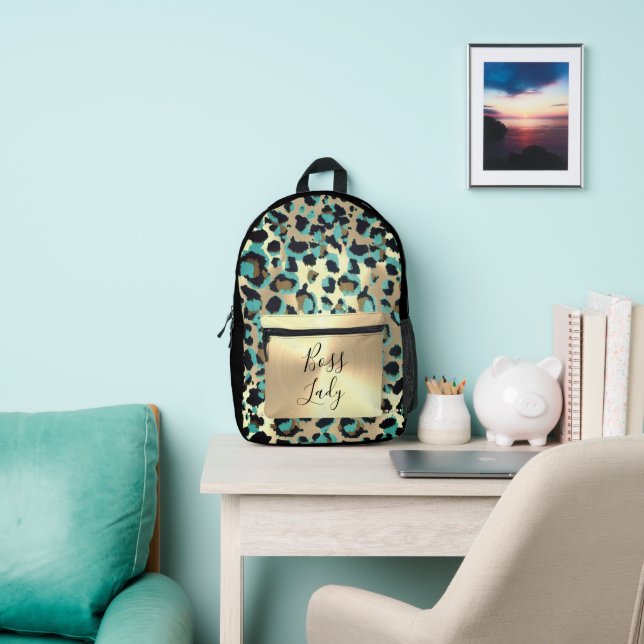 Glam Gold Leopard Boss Lady Bedruckter Rucksack (InSitu)