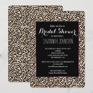 Glam Gold Leopard Print Brautparty Einladung