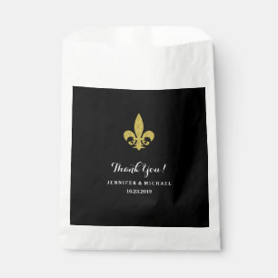 Glam Gold Lilie für Hochzeiten auf Schwarz Geschenktütchen