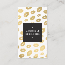 Glam Gold Lip Print Makeup Artist Beauty White Visitenkarte