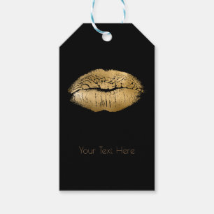 Glam Gold Lippen Kuss Schwarzes Makeup Personalisi Geschenkanhänger