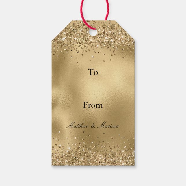 Glam Gold Luxe Glitzer Geschenkanhänger (Vorderseite)