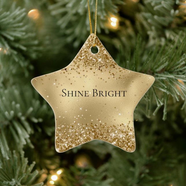 Glam Gold Luxe Glitzy Sparkle Glitzer Keramik Ornament (Baum)