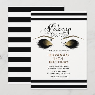 Glam Gold Makeup Wimpern Schönheit Benutzerdefinie Einladung
