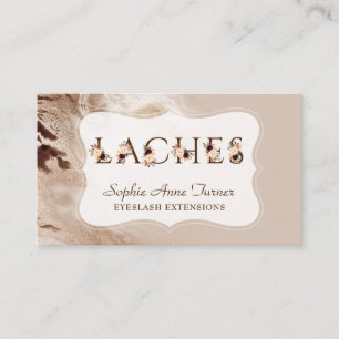 Glam Gold Marble Floral Letter EyeLash Erweiterung Visitenkarte