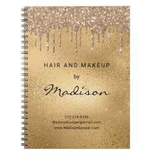 Glam Gold Metal Glitter Drip Hair And Makeup Noteb Notizblock