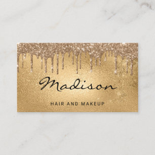Glam Gold Metallischer Glitter-Tropf Haar- und Mak Visitenkarte