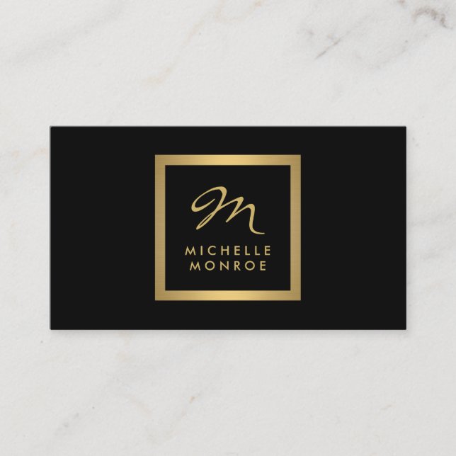 Glam Gold Monogram Business Card Visitenkarte (Vorderseite)