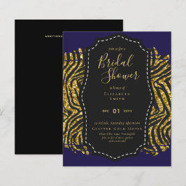 Glam Gold Navy Brautparty Einladung Tier