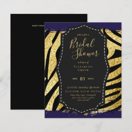 Glam Gold Navy Brautparty Einladung Tier