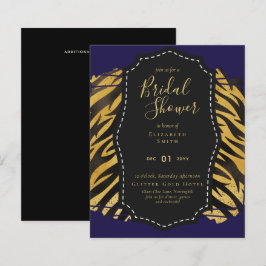 Glam Gold Navy Brautparty Einladung Tier