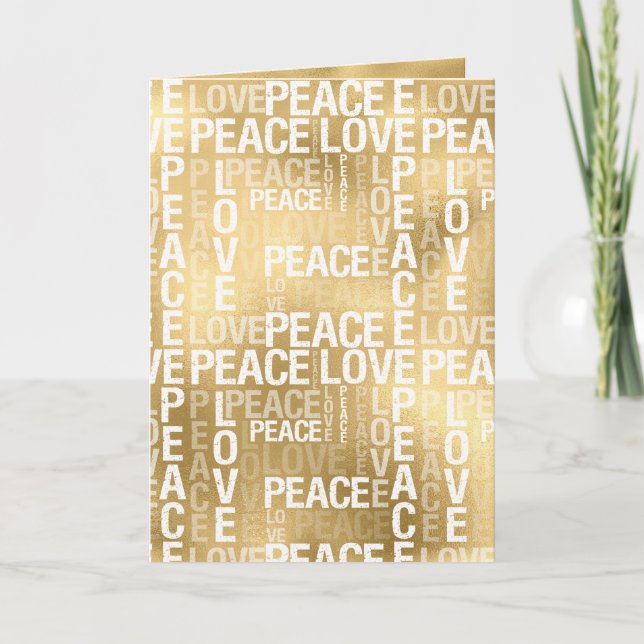 Glam Gold Peace Liebe Karte (Vorderseite)