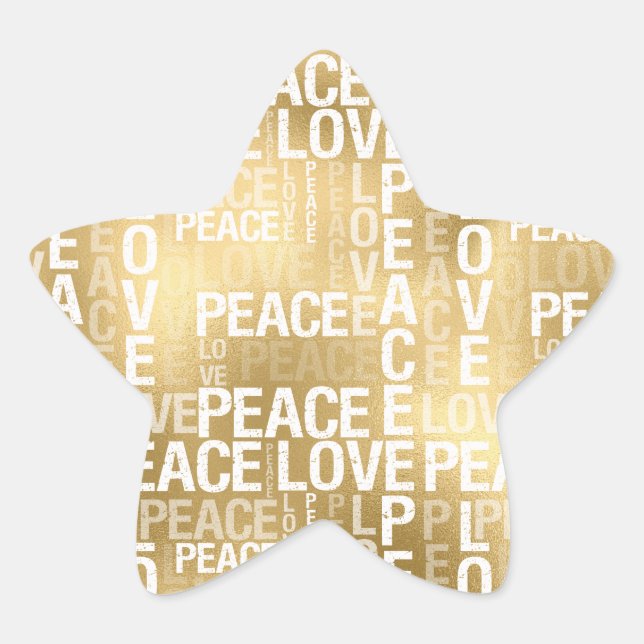 Glam Gold Peace Liebe Stern-Aufkleber (Vorderseite)
