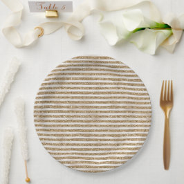 Glam Gold Pearl Stripes Pappteller