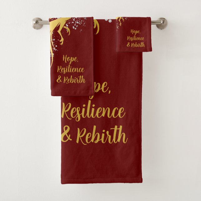 Glam Gold Phoenix Silver Glitzer Monogram Maroon | Badhandtuch Set (Insitu)