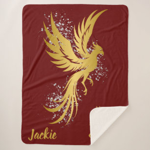 Glam Gold Phoenix Silver Glitzer Monogram Maroon   Sherpadecke