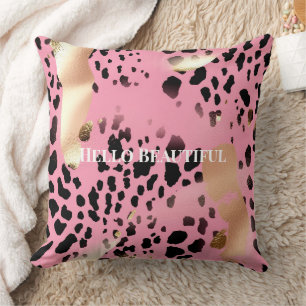 Glam Gold Pink Black Leopard Print Kissen