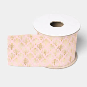 Glam Gold Pink Damask Ripsband