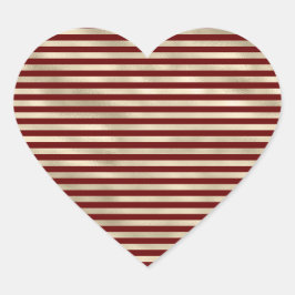 Glam Gold Red Holiday Streifen Herz-Aufkleber