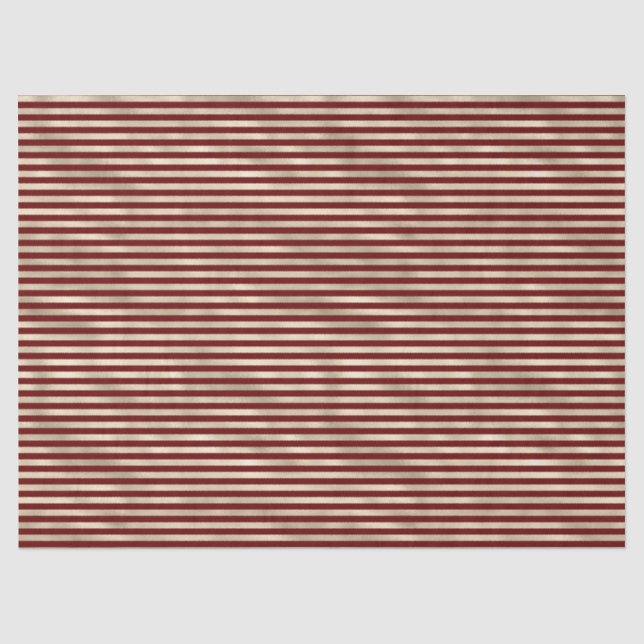 Glam Gold Red Holiday Streifen Seidenpapier (Vorderseite)