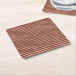 Glam Gold Red Holiday Streifen Weihnachten Rechteckiger Pappuntersetzer