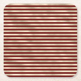 Glam Gold Red Holiday Streifen Weihnachten Rechteckiger Pappuntersetzer