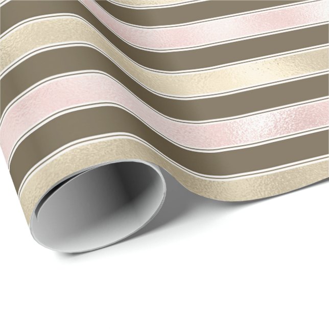 Glam Gold Rosa Streifen Geschenkpapier (Rolleneckpunkt)