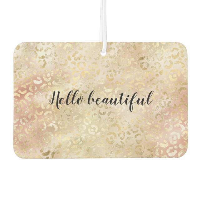 Glam Gold Rose Blush Pink Leopard Print Autolufterfrischer (Vorderseite)