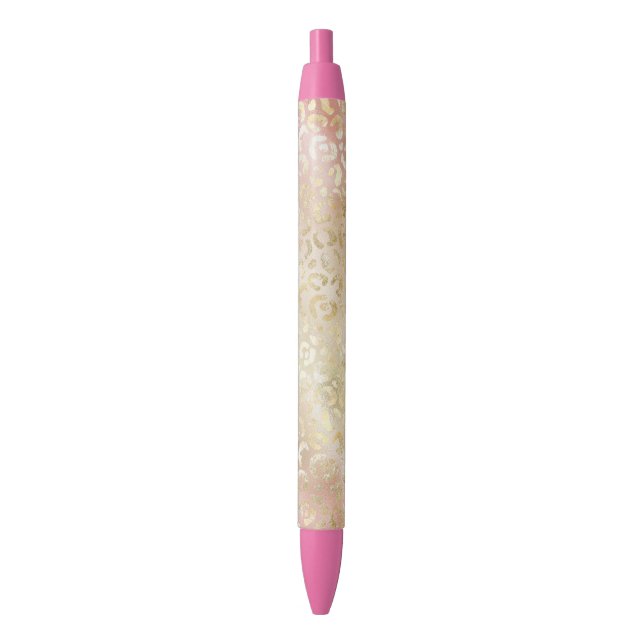 Glam Gold Rose Blush Pink Leopard Print Kugelschreiber (Vorderseite Vertikal)